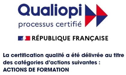 Qualiopi — processus certifié — République française. La certification qualité a été délivrée au titre des catégories d'actions suivantes : actions de formation